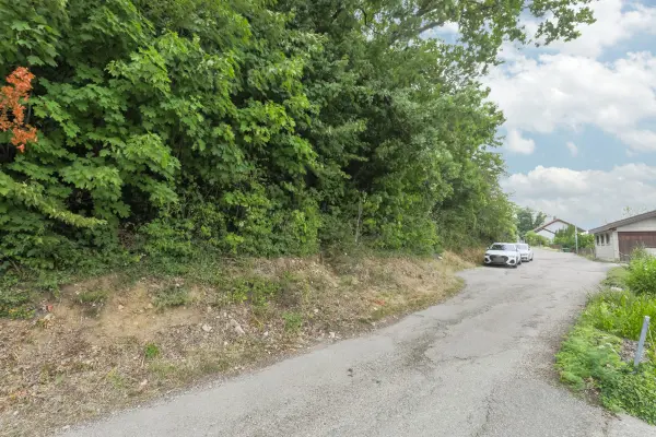 Straßenansichtder Immobilien: Baugrundstück in Südhang-Lage (Foto)