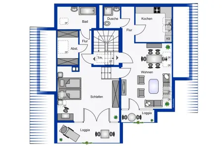 Grundriss DGder Immobilien: Interessante DG-Wohnung mit Ausblick (Grundriss)