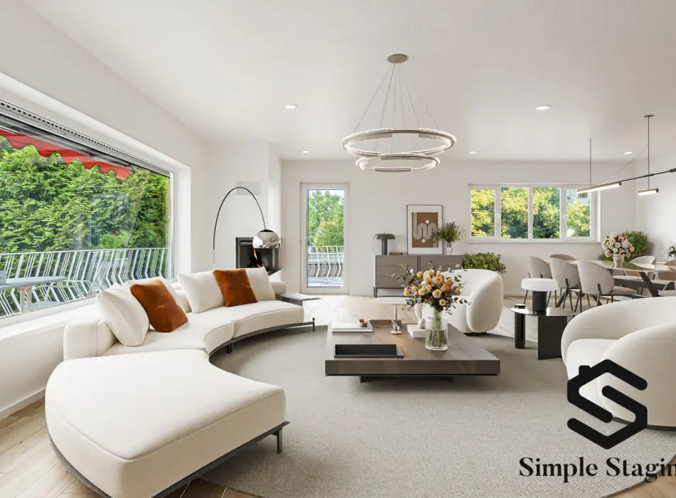 digitales homestaging Wohnzimmerder Immobilien: Große Freiheit - Ein Platz für Träume! (Titelbild)