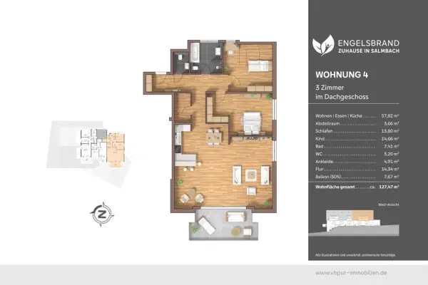 Grundriss Wohnung Nr. 4der Immobilien: Gestalten Sie mit – Ihre individuelle 3- oder 4-Zimmer-Dachgeschosswohnung mit Balkon (Foto)