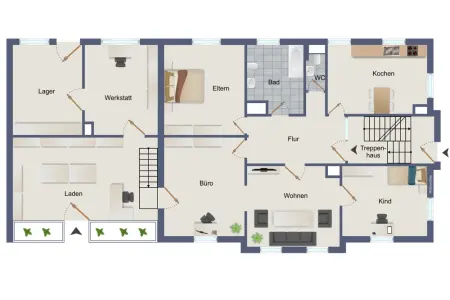 Grundriss EGder Immobilien: Wohnung mit Gewerbeeinheit in Bühl!
Eine gute Adresse für Ihr Geld! (Grundriss)