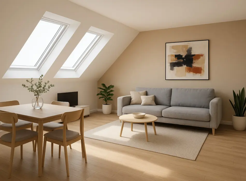 Impression Wohnzimmer  der Immobilie: Wohnen mit Weitblick – Galerie-Wohnung mit Neubauflair (Foto)