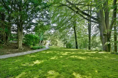 Außenanlagender Immobilien: Architektonisches Unikat in Alleinlage – Sichtbeton trifft Naturidylle mit Schlossblick! (Foto)