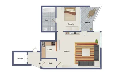 Grundriss ETWder Immobilien: 2-Zi.-ETW in ruhiger Lage - MIT VIEL GRÜN DRUM HERUM! (Grundriss)