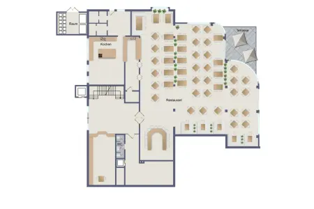 Erdgeschoss der Immobilie: Charmantes 4* Sterne - Hotel mit Wellnessbereich und Tagungsräumen (Grundriss)