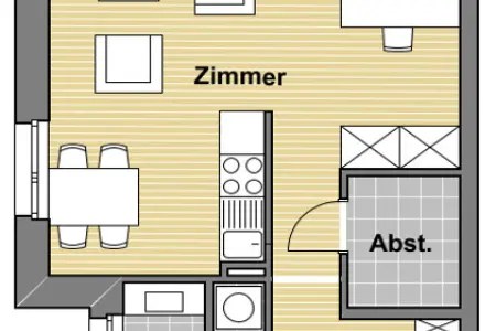 Einheit Nr. 407der Immobilien: Kompaktes Wohnjuwel im Schnellermühlen Quartier– Charmantes 1-Zimmer-Apartment im Grünen (Grundriss)