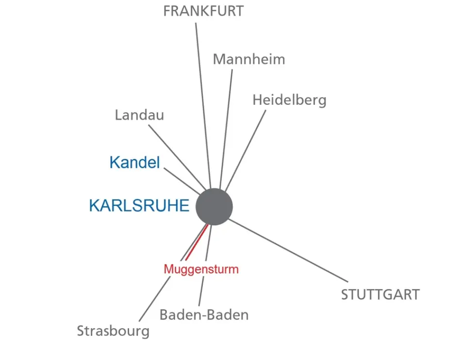 Karte Muggensturm der Immobilie: Doppelhaus oder Einfamilienhaus? Hier findet Ihr Wohntraum einen Platz. (Foto)
