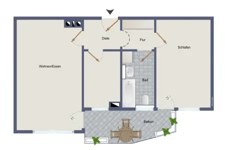 Grundriss ETWder Immobilien: Freundliche 2-Zi-Whg. mit Balkon u. Garage in Neuenbürg zu verkaufen! (Grundriss)