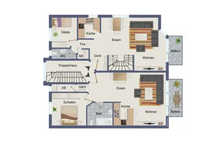 Grundriss Obergeschoss der Immobilie: Solides Mehrfamilienhaus in Karlsbad (Grundriss)