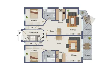 Grundriss Erdgeschoss der Immobilie: Solides Mehrfamilienhaus in Karlsbad (Grundriss)