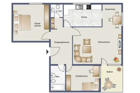 Grundrissder Immobilien: Großzügige und gepflegte 3,5-Zi-Whg auf dem Sonnenhof mit Balkon - ideal für Alt und Jung! (Grundriss)