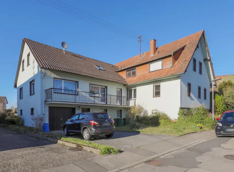 Straßenansichtder Immobilien: Zwei Häuser auf großem Grundstück (Titelbild)