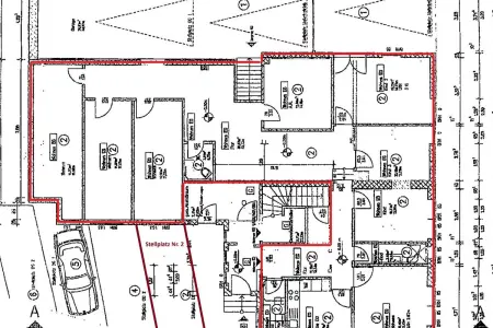 Grundriss EG der Immobilie: **Zwangsversteigerung! -Großzügige ETW mit 7 Zimmern und Stellplatz im OT Ersingen zu veräußern!** (Grundriss)