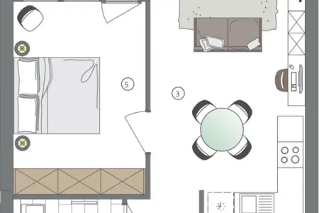 Grundriss H5-003der Immobilien: Am Tannenhof – Stilvolle Neubauwohnung in naturnaher Lage (Grundriss)