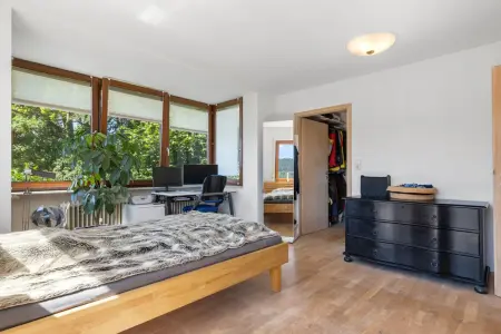 Blick zum begehbaren Kleiderschrank der Immobilie: Schicke Wohnung mit Weitblick (Foto)