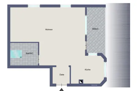 Grundriss ETWder Immobilien: Vermietete 1-Zi.-ETW - Ruhiges Wohnen unter dem Dach (Grundriss)