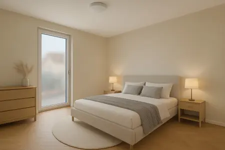 Visualisierung Schlafzimmerder Immobilien: Frischer Wind für Ihr Zuhause – Helle Neubauwohnung mit durchdachtem Grundriss“ (Foto)
