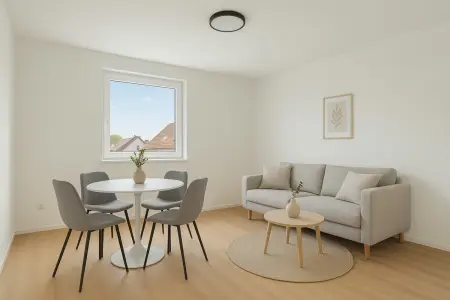 Visualisierung Wohnzimmer  der Immobilie: „Ein Zuhause für jedes Alter – barrierearm & stilvoll“ (Titelbild)