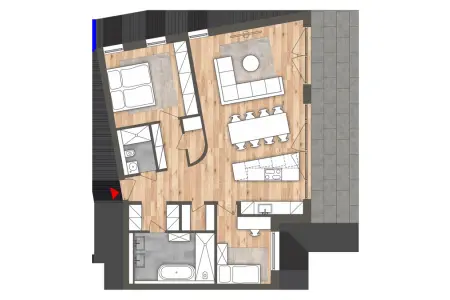 WE 02der Immobilien: Grünes Glück im Erdgeschoss – mit Terrasse (Grundriss)