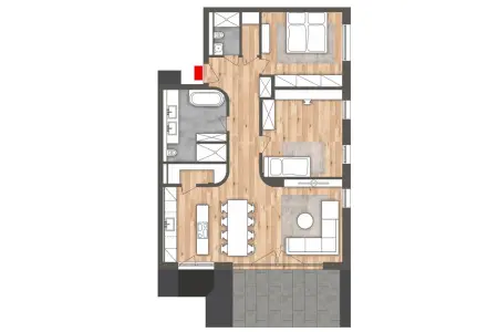 WE 04der Immobilien: Erdgeschoss-Highlight mit 3 Zimmern, 2 Bädern & großer Terrasse (Grundriss)