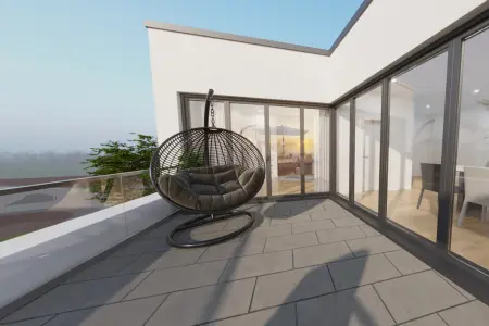 Visualisierung Dachterrasse der Immobilien: Stilvolles Penthouse – 195 m² Wohnkomfort mit zwei Dachterrassen (Foto)