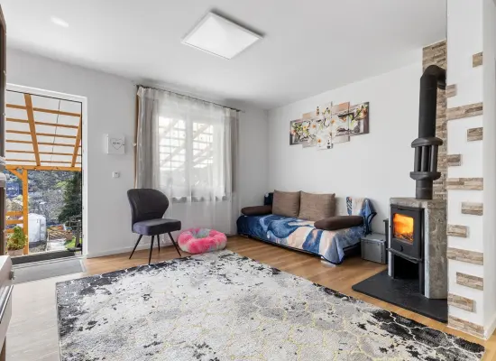 Wohnzimmer mit Ausgang Terrasse