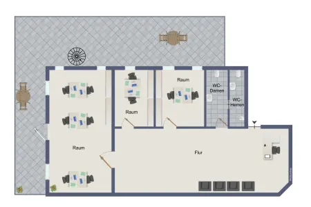 Grundriss der Immobilie: Repräsentative Gewerbefläche mit Dachterrasse in zentraler Lage! (Grundriss)
