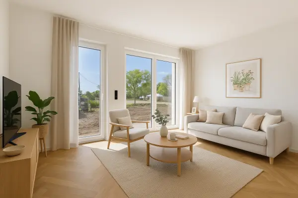 Visualisierung Wohnzimmer Neubauprojekt Winzer Ensemble in Freckenfeld