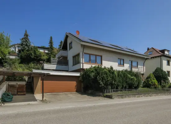 Straßenansicht der Immobilie: Solides Einfamilienhaus mit ELW (Foto)