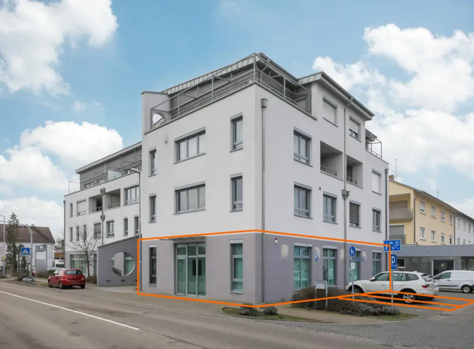 Straßenansicht der Immobilie: Ehemalige Polizei in Leopoldshafen - Top Lage, vielseitig nutzbar als Büro oder Praxis! (Titelbild)